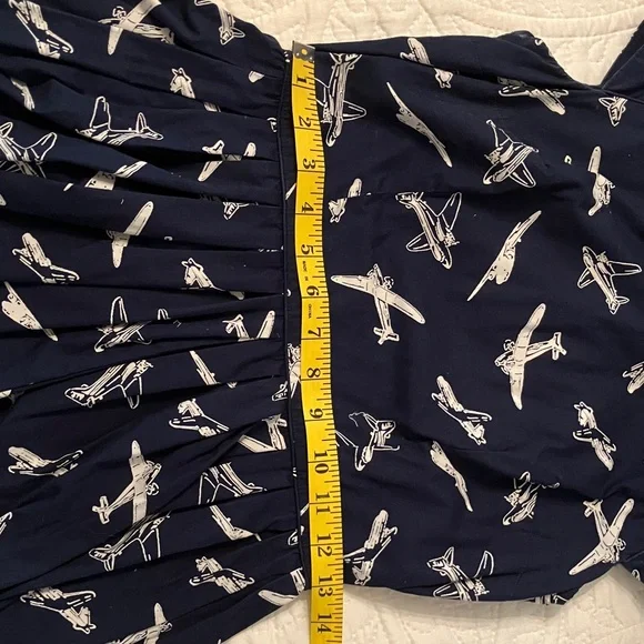 Vintage Modcloth Emily and Fin Airplane/Jet/Planes/Air Force Navy Cotton Dress - Picture 7 of 11